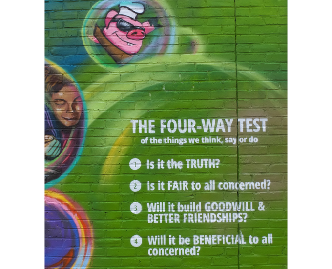 part of a mural, a list of questions called