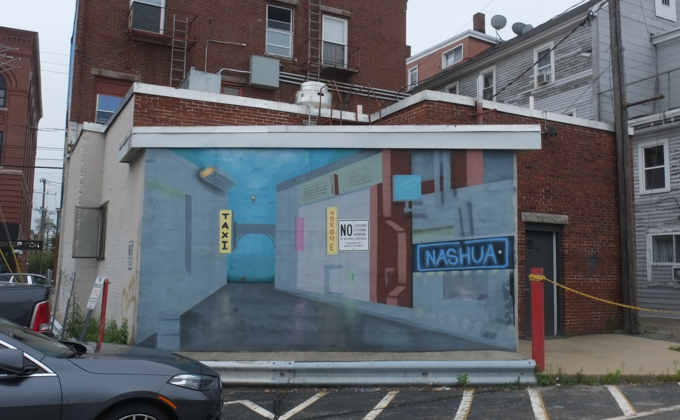 mural in a Nashua New Hampsire parking lot