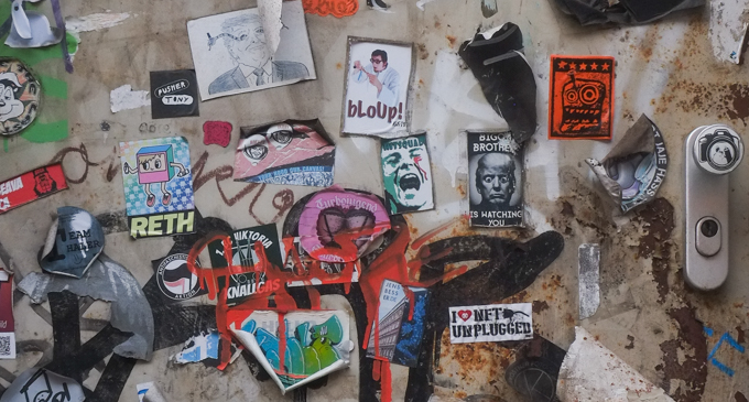 urban art, street art, in Cologne Germany, near Ehrenfeld station, collection of slaps