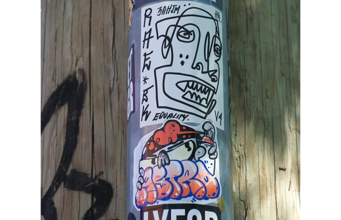 graffiti on a pole